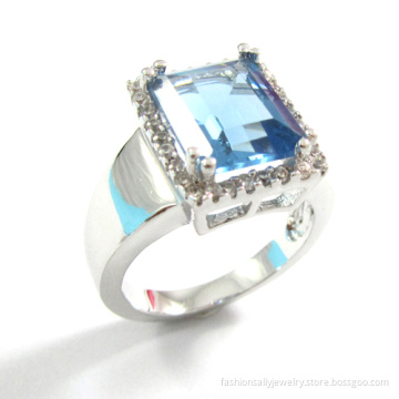 Fashion Extremely Shiny Big Gemstone Lady Fashion Jewelry 925 Sterling Silver Ring